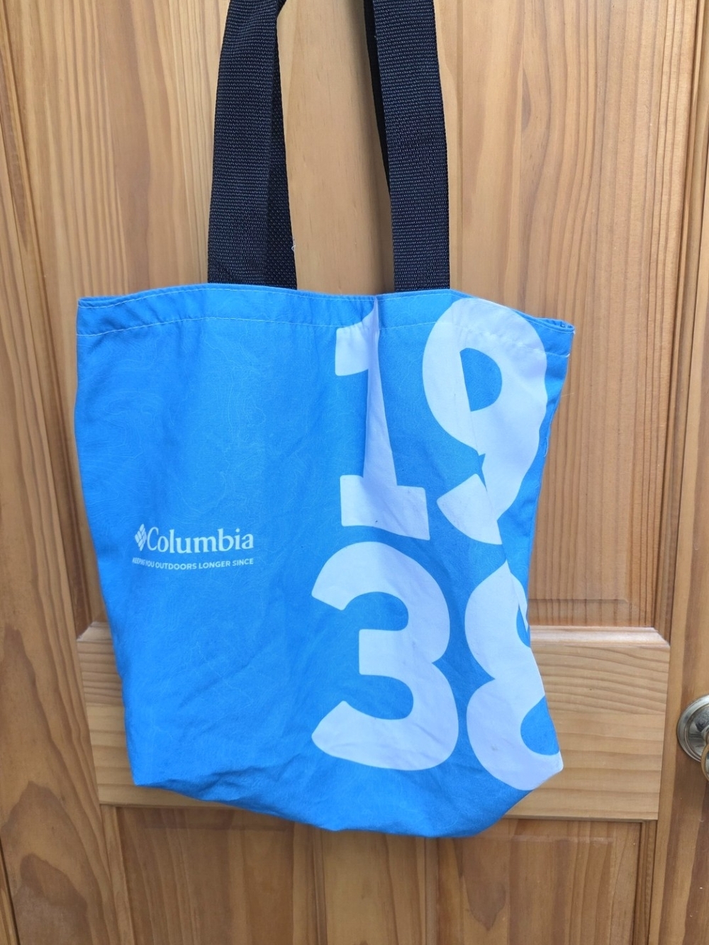 Columbia Bright Blue Tote with White Numeric Graphic